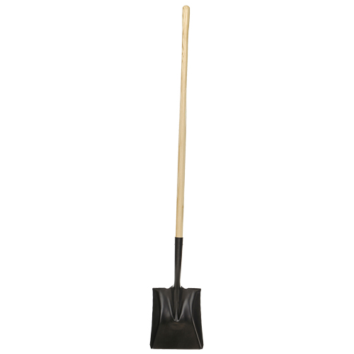 Square-Point Shovel, Wood, Tempered Steel Blade, Straight Handle, 49-1/2" Long Trail Hammer and Bolt