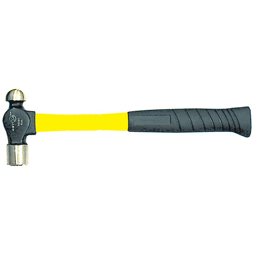 Heavy-Duty Fibreglass Handle Ball Pein Hammer, 8 oz. Head Weight, Plain Face, Cushion Handle Trail Hammer and Bolt