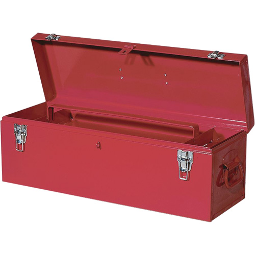 TB26 Steel Hand Tool Box, 8-3/4" D x 26" W x 9-3/8" H, Red Trail Hammer and Bolt