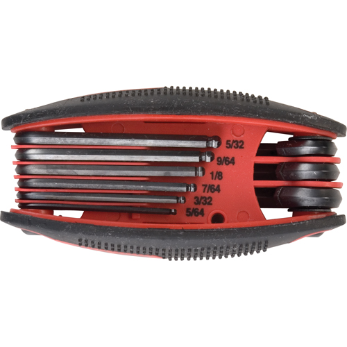 Jeux de cl&eacute;s hexagonales repliables dans une pochette - SAE - Bouts sph&eacute;riques repliable, 9 mcx, Imp&eacute;rial Trail Hammer and Bolt