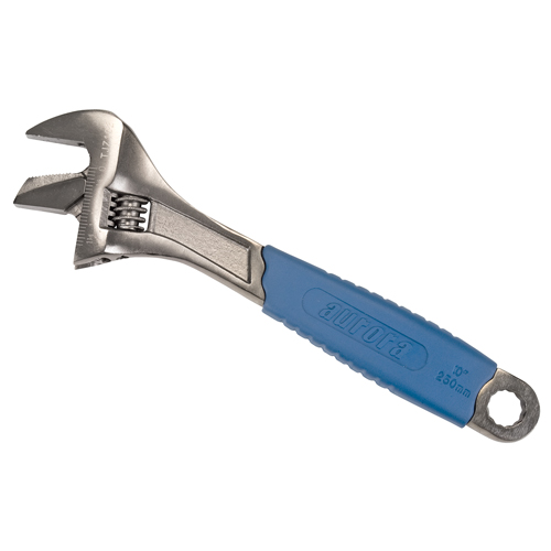 Adjustable Wrench, 10" L, 1-3/8" Max Width, Black Trail Hammer and Bolt