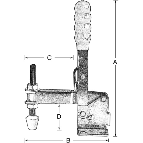 Brides de fixation verticales, Force de serrage 200 lb, Vertical Trail Hammer and Bolt