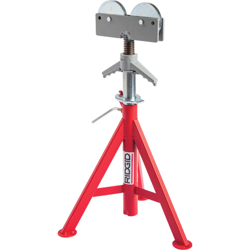 Roller Head Low Pipe Stand #RJ-98, 59-104 cm Height Adjustment, 12" Max. Pipe Capacity, 1000 lbs. Max. Weight Capacity Trail Hammer and Bolt