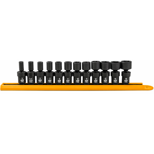 Jeu de 12 douilles m&eacute;triques flexibles universelles &agrave; chocs 1/4" &agrave; 6 pans Trail Hammer and Bolt