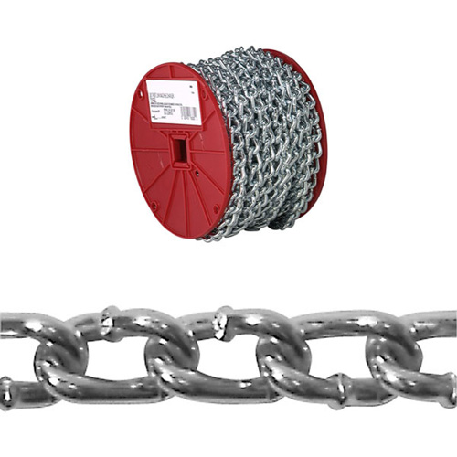 Twist Link Machine Chain, Low Carbon Steel, #2 x 125' (38.1 m) L, 310 lbs. (0.155 tons) Load Capacity Trail Hammer and Bolt