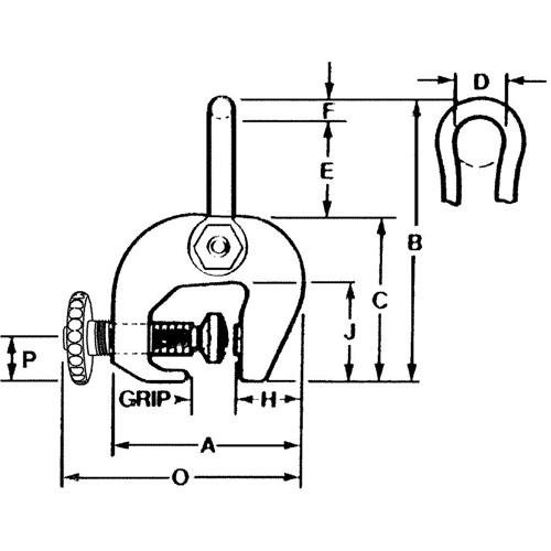 SAC Plate Clamp, 12000 lbs. (6 tons), 0" - 3" Jaw Opening Trail Hammer and Bolt