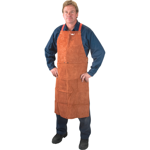 Leather Apron, Bib, 36" L, Lava Brown Trail Hammer and Bolt