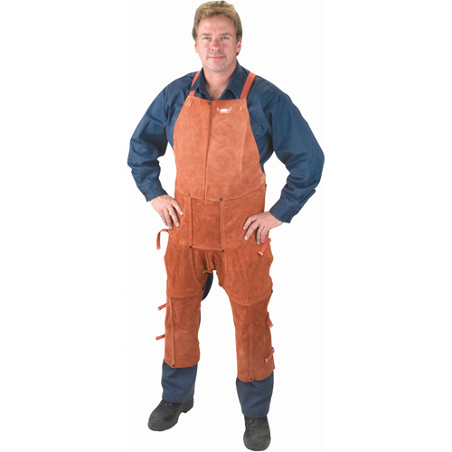 Leather Apron & Chaps, Split-Leg Bib, 42" L, Lava Brown Trail Hammer and Bolt