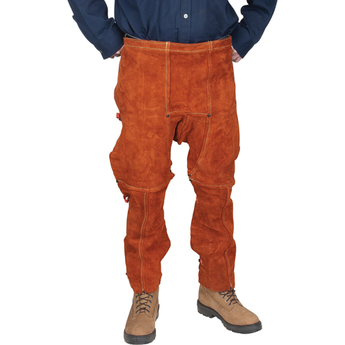 Tablier fendu aux jambes et jambi&egrave;res en cuir, 40" lo, Lava Brown Trail Hammer and Bolt