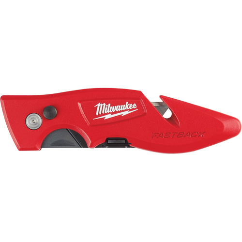 Fastback Flip Utility Knife, 2" Blade, Carbon Steel Blade, Metal Handle Trail Hammer and Bolt