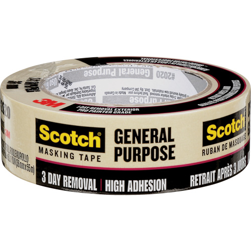 Scotch&reg; Contractor Grade Masking Tape 2020, 36 mm (1-1/2") x 55 m (180'), Beige Trail Hammer and Bolt