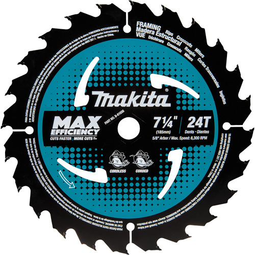 Carbide-Tipped Circular Saw Blade, 7-1/4", 24 Teeth, Wood Use Trail Hammer and Bolt
