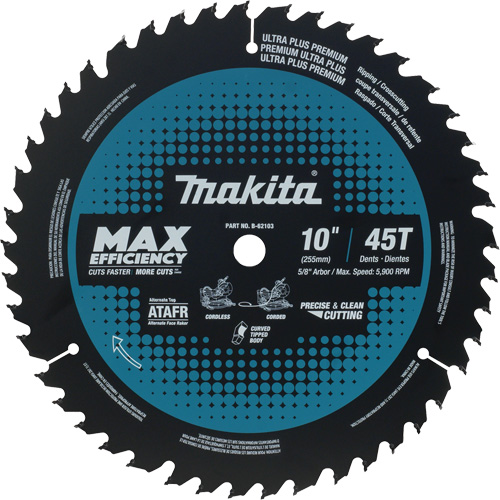Mitre Saw Blade, 10", 45 Teeth, Wood Use Trail Hammer and Bolt