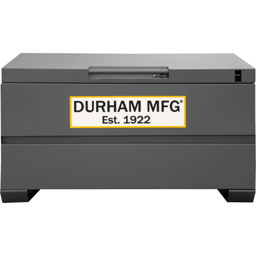 Jobsite Storage Box, 48" x 24" x 27-13/16", Steel, Grey Trail Hammer and Bolt