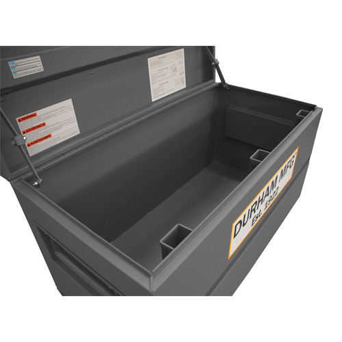 Jobsite Storage Box, 48" x 24" x 27-13/16", Steel, Grey Trail Hammer and Bolt