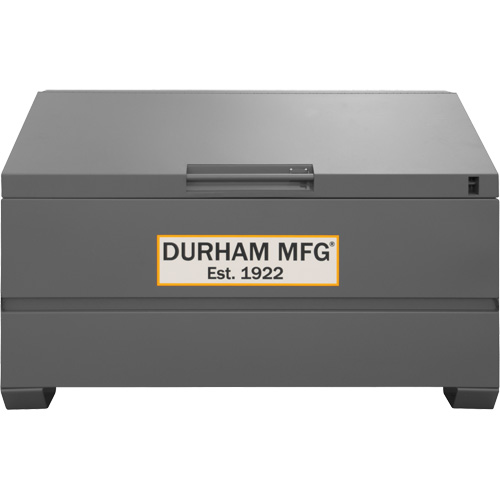Jobsite Sloped Lid Storage Box, 60" x 30" x 39-3/8", Steel, Grey Trail Hammer and Bolt