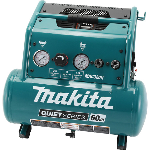 Quiet Series Air Compressor, Electric, 3 Gal (3.6 US Gal), 135 PSI, 120/1 V Trail Hammer and Bolt