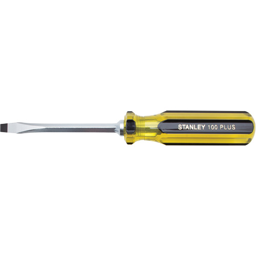 100 PLUS&reg; Standard Slotted Tip Screwdriver, 1/4" Tip, Square, 8-3/16" L, Plastic Handle Trail Hammer and Bolt