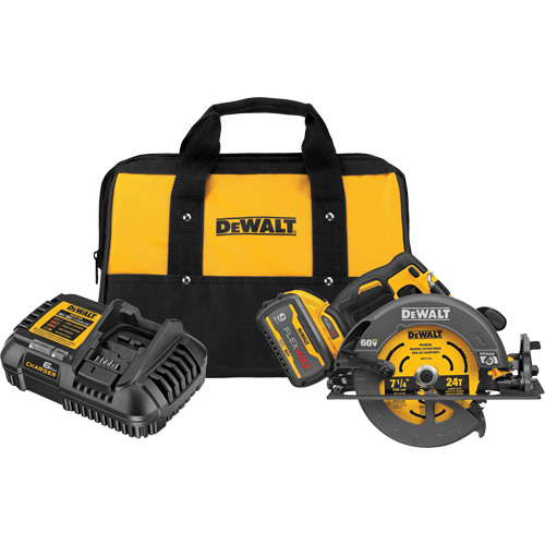 Ensemble de scie circulaire sans balai Flexvolt Max avec frein &eacute;lectrique, 7-1/4", 60 V Trail Hammer and Bolt