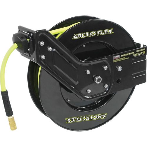 Retractable Hose Reel with Hybrid Polymer Hose, Air, 3/8" x 50', Single Hose, 300 psi Trail Hammer and Bolt
