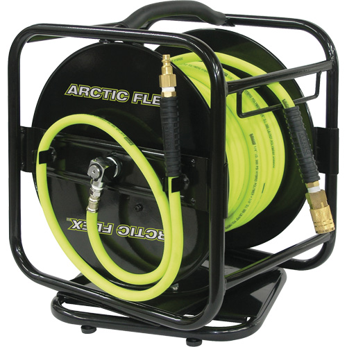 Manual Hose Reel with Hybrid Polymer Air Hose, Air, 1/4" x 100', Single Hose Trail Hammer and Bolt