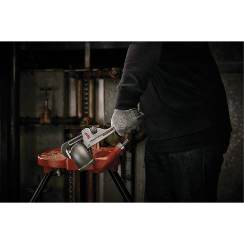 Pipe Wrench, 1-1/2" Jaw Capacity, 10" Long, Ergonomic Handle Trail Hammer and Bolt