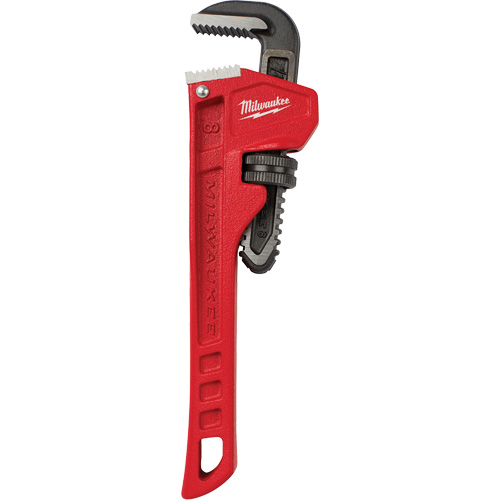 Pipe Wrench, 1" Jaw Capacity, 8" Long, Powder Coated Finish Trail Hammer and Bolt