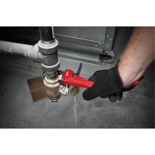 Pipe Wrench, 1" Jaw Capacity, 8" Long, Powder Coated Finish Trail Hammer and Bolt