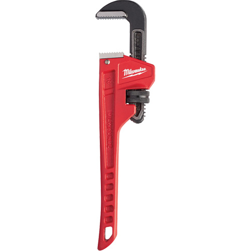Pipe Wrench, 1-1/2" Jaw Capacity, 10" Long, Powder Coated Finish, Ergonomic Handle Trail Hammer and Bolt