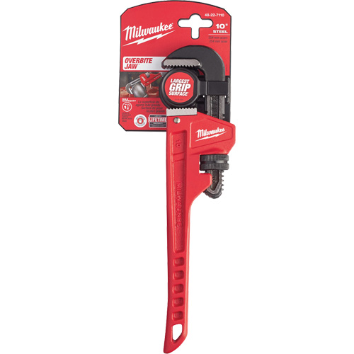 Pipe Wrench, 1-1/2" Jaw Capacity, 10" Long, Powder Coated Finish, Ergonomic Handle Trail Hammer and Bolt