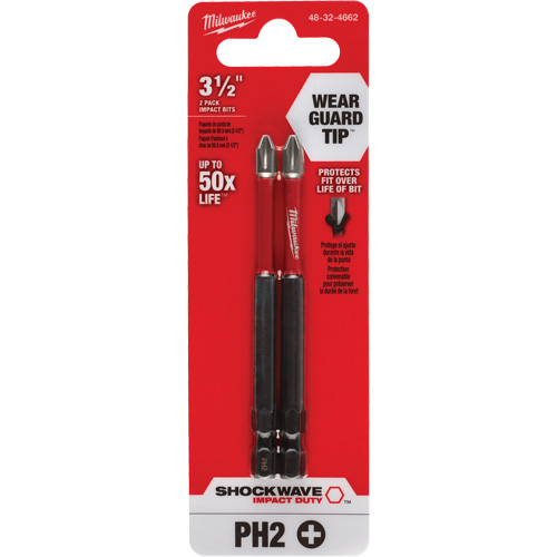 Shockwave Impact Duty Screwdriver Bit, Phillips, #2 Tip, 1/4" Drive Size, 3-1/2" Length Trail Hammer and Bolt