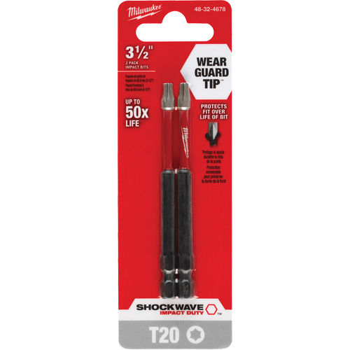 Shockwave Impact Duty Screwdriver Bit, Torx, T-20 Tip, 1/4" Drive Size, 3-1/2" Length Trail Hammer and Bolt