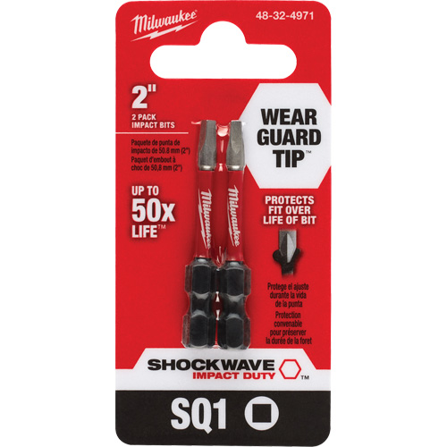 Embout de tournevis Shockwave Impact Duty, Carr&eacute;e, #1, Prise 1/4" Trail Hammer and Bolt