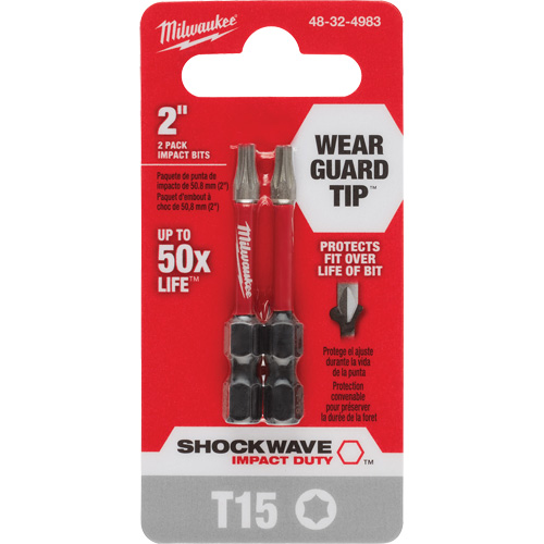Shockwave Impact Duty Screwdriver Bit, Torx, T-15, 1/4" Drive Trail Hammer and Bolt