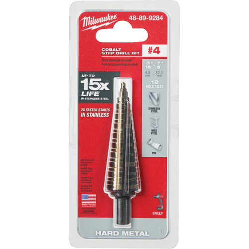 Foret &eacute;tag&eacute;, 3/16"/#4 - #4/7/8", Incr&eacute;ments de 1/32", Acier rapide au cobalt Trail Hammer and Bolt