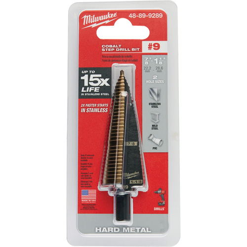 Foret &eacute;tag&eacute;, 7/8"/#9 - #9/1-1/8", Incr&eacute;ments de 1/32", Acier rapide au cobalt Trail Hammer and Bolt