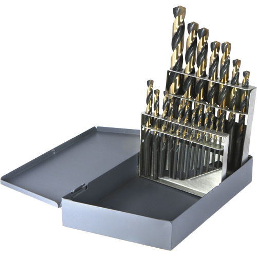 DRILLCO Metric Jobber Length Drill Bit Set, 19 Pieces, High Speed Steel Trail Hammer and Bolt