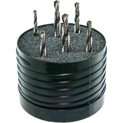 DRILLCO Combined Tap & Drill Set, 6 Pieces, High Speed Steel Trail Hammer and Bolt