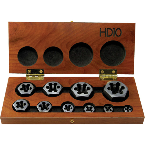 DRILLCO Hex Threading Die Set, 10 Pieces Trail Hammer and Bolt