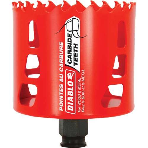 Wood & Metal Hole Saw, 3-1/8", 2-3/8" Depth of Cut, Carbide Trail Hammer and Bolt