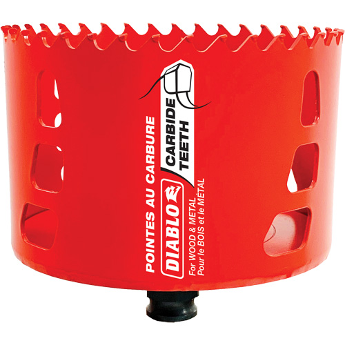 Wood & Metal Hole Saw, 4", 2-3/8" Depth of Cut, Carbide Trail Hammer and Bolt