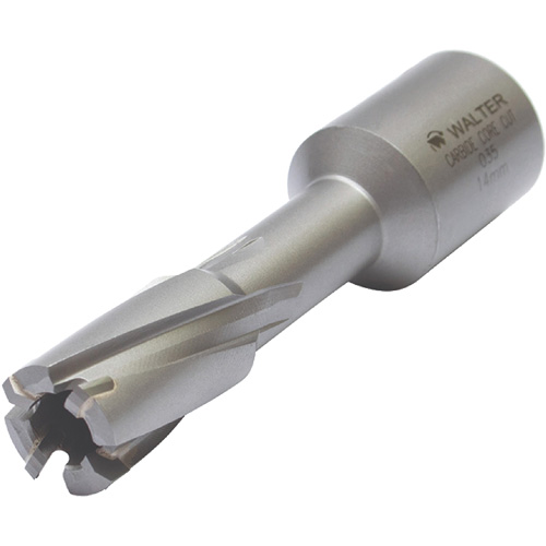 Core Cut Annular Cutter with Weldon Shank, 12 mm Diameter, Carbide, 30 mm Depth of Cut, 3/4" Shank Trail Hammer and Bolt