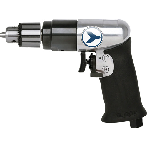 AD38VSRK Variable Speed Air Drill, 6 CFM, 1/4" NPT, 82 dBA, 3/8" Chuck, Keyed Trail Hammer and Bolt