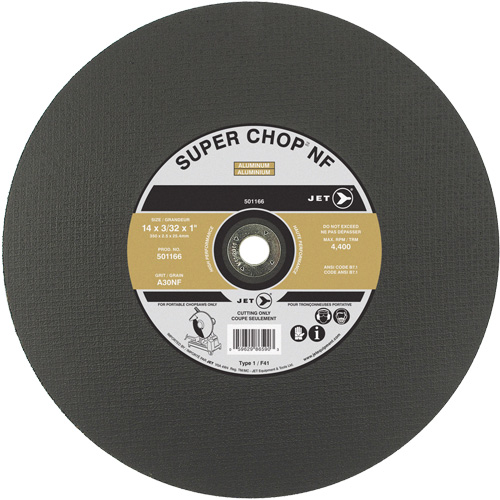 A30NF Super Chop Cut-Off Wheel, 14" x 3/32", 1" Arbor, Type 1, 4400 RPM Trail Hammer and Bolt