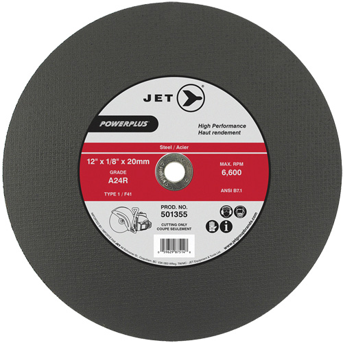 A24R PowerPlus Cut-Off Wheel, 12" x 1/8", 20 mm Arbor, Type 1, 6600 RPM Trail Hammer and Bolt
