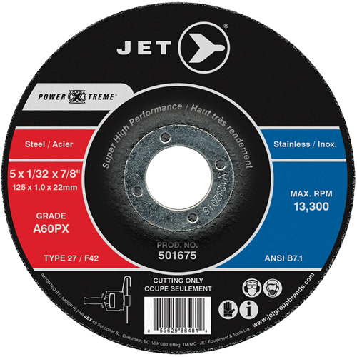 Meule &agrave; tronçonner Power-Xtreme A60PX, 4-1/2" x 3/64", Arbre de 7/8", Type 27, 13 300 Tr/min Trail Hammer and Bolt