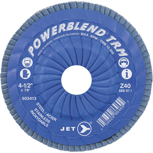 Disque &agrave; feuillets PowerBlend ajustable, 5" x 7/8", Type 29, Grain Z40, Alumine de zirconium Trail Hammer and Bolt