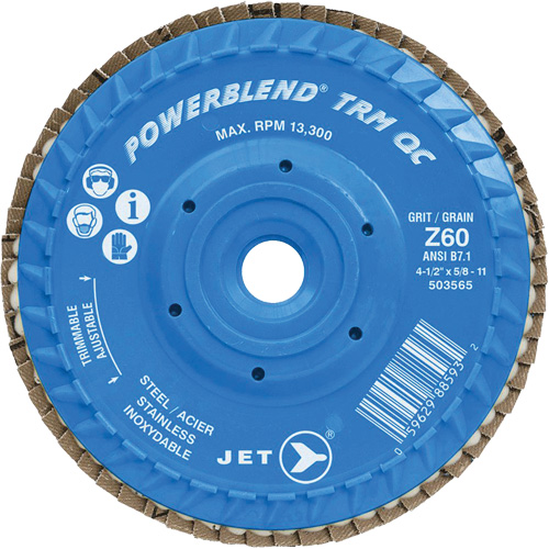 Disque &agrave; feuillets PowerBlend TRM QC ajustable, 4-1/2" x 5/8"-11, Type 27, Grain Z60, Alumine de zirconium Trail Hammer and Bolt
