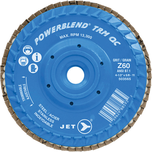 Disque &agrave; feuillets PowerBlend TRM QC ajustable, 5" x 5/8"-11, Type 27, Grain Z60, Alumine de zirconium Trail Hammer and Bolt