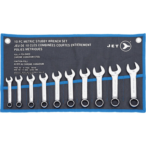SCWS-10M Stubby Wrench Sets, Combination, 10 Pieces, Metric Trail Hammer and Bolt